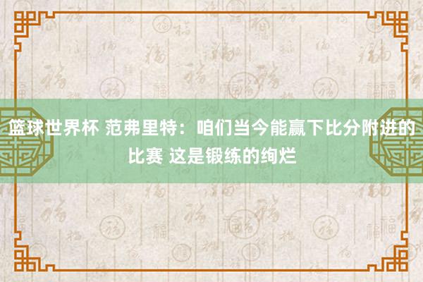 篮球世界杯 范弗里特：咱们当今能赢下比分附进的比赛 这是锻练的绚烂