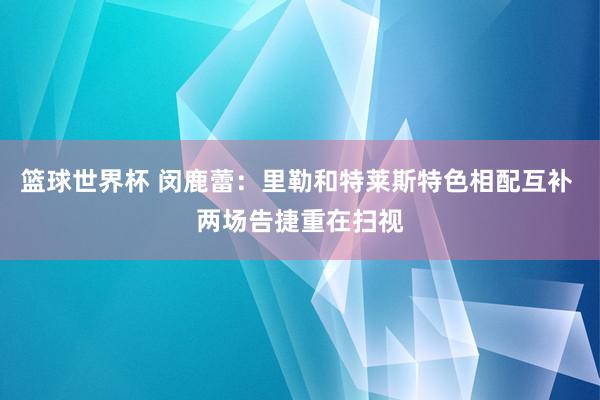 篮球世界杯 闵鹿蕾：里勒和特莱斯特色相配互补 两场告捷重在扫视