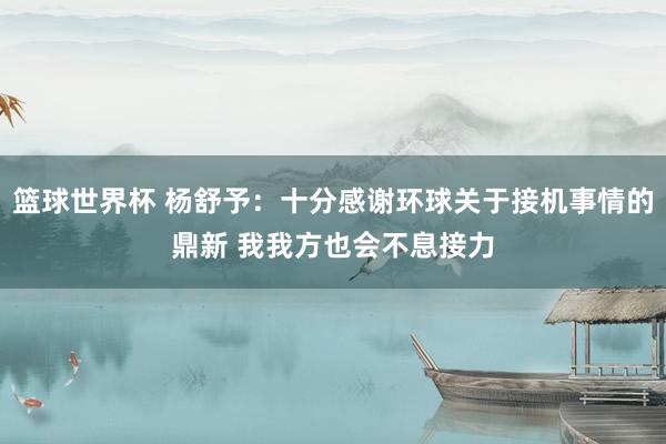 篮球世界杯 杨舒予：十分感谢环球关于接机事情的鼎新 我我方也会不息接力