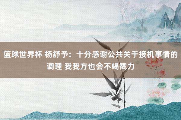 篮球世界杯 杨舒予：十分感谢公共关于接机事情的调理 我我方也会不竭戮力